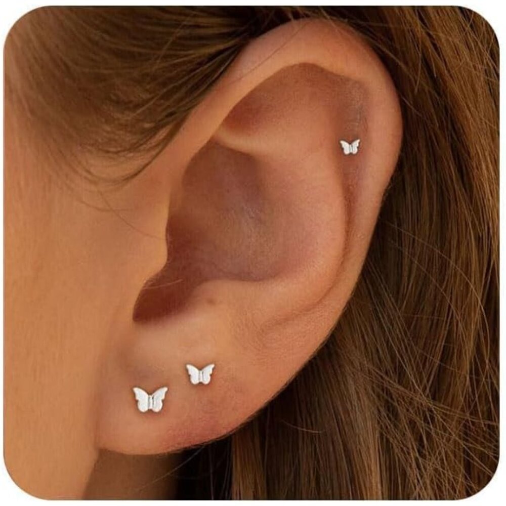 14k Gold/Silver Plated Tiny Flat Back Studs - Hyp… - image 1